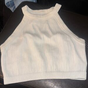 Aerie Cream Ribbed Crop Top